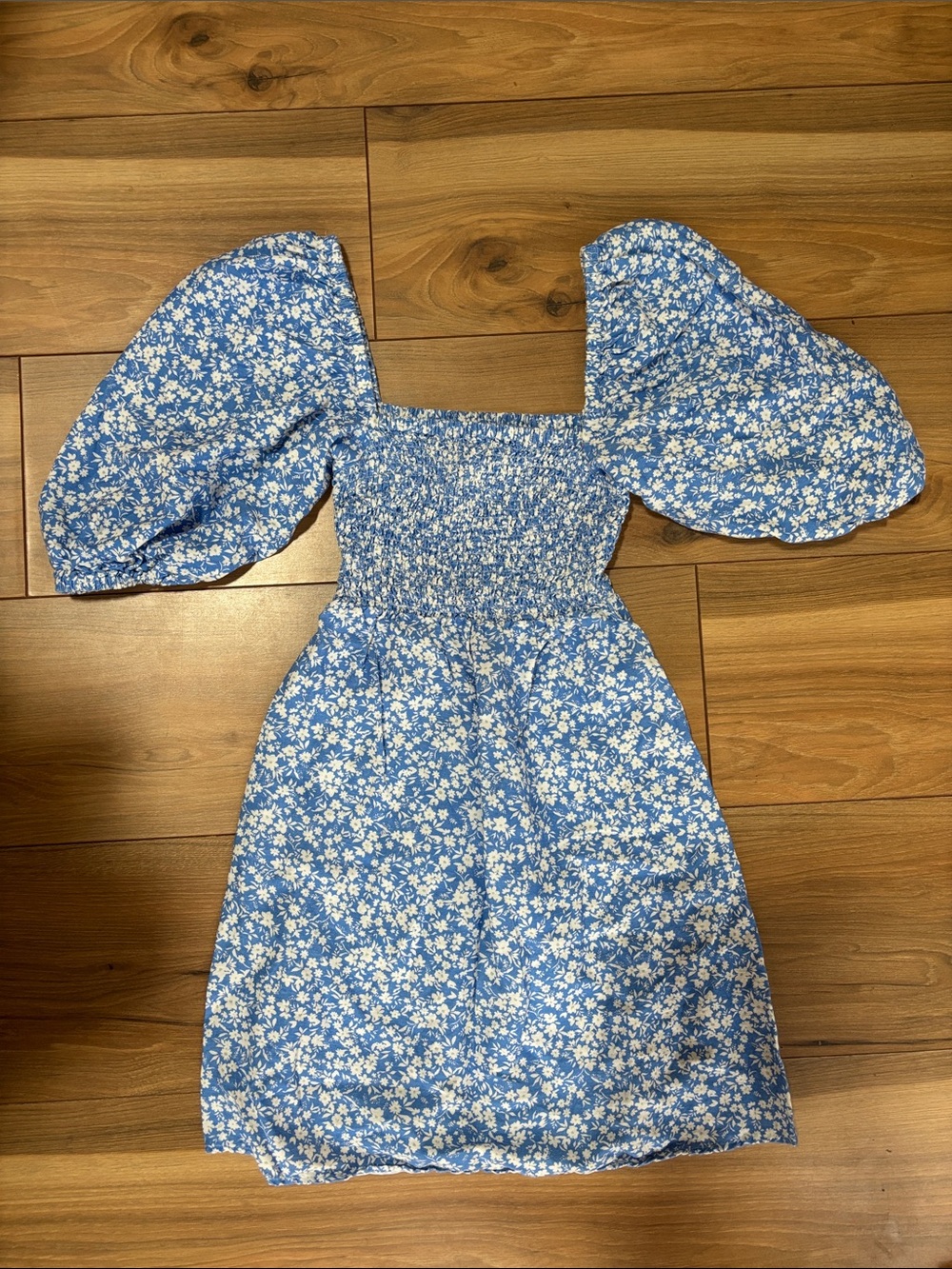 Tuckernuck Blue Floral Puff-Sleeve Mini Dress